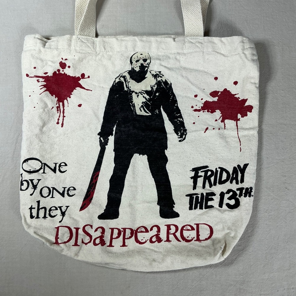 Friday the 13th Jason Voorhees Horror Movie Canvas Tote Bag Cream One By One